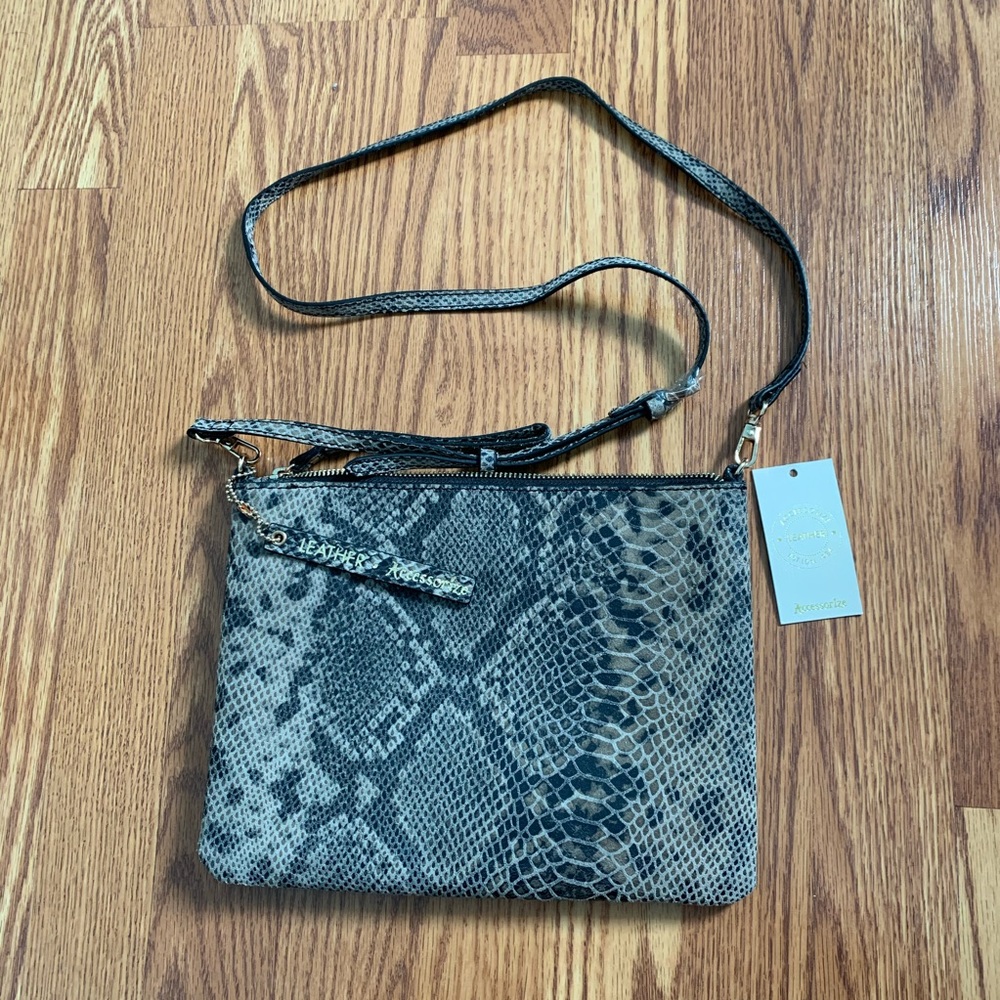 Snakeskin Pattern Leather Satchel
